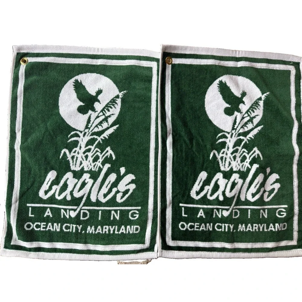 Eagle's Landing Golf Course Ocean City MD Terry Towel Set of 2 Green USA